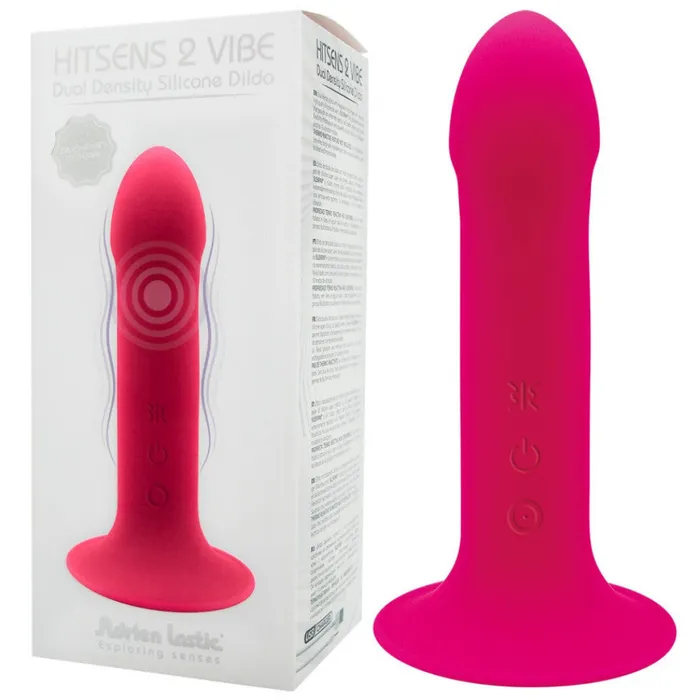 Dildos Hitsens 2 Vibe Vibrating Doublelayer Silicone Dildo Pink Adrien Lastic
