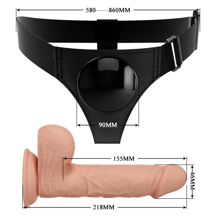 Female Sex Toys Pretty Love Strapon Belt with Vacuum Grip Realistic Dildo