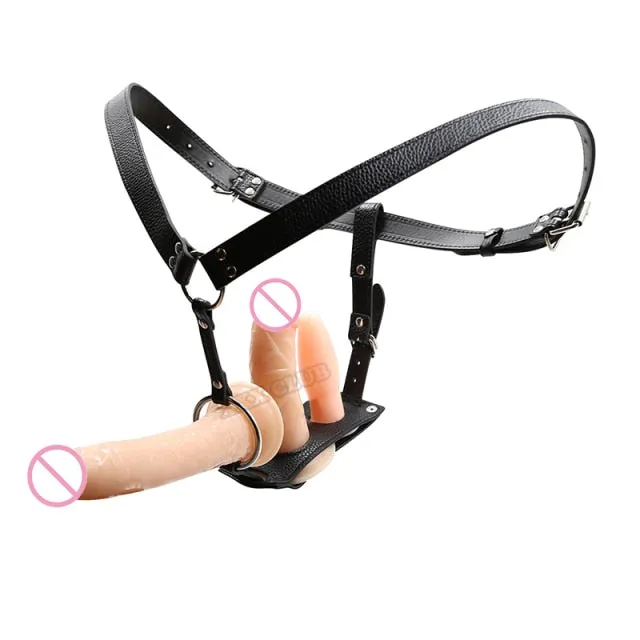 Kinkpod Female Sex Toys Thierry double plug Strap on adjustable Harness made of TPE and leather various style options Kinkpod Female Sex Toys Thierry double plug Strap on adjustable Harness made of TPE and leather various style options
