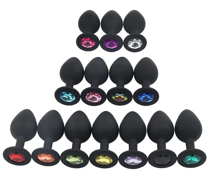 Anal Onion Toy Multiple Sizes Black Color White Jewel Silicone Anal Plug