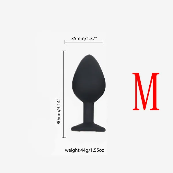 Anal Onion Toy Multiple Sizes Black Color White Jewel Silicone Anal Plug