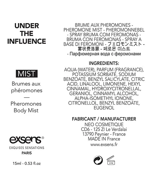 Exsens Of Paris Body Mist With Pheromones 15 Ml Under The Influence Technicno Cosmetique Female Sex Toys