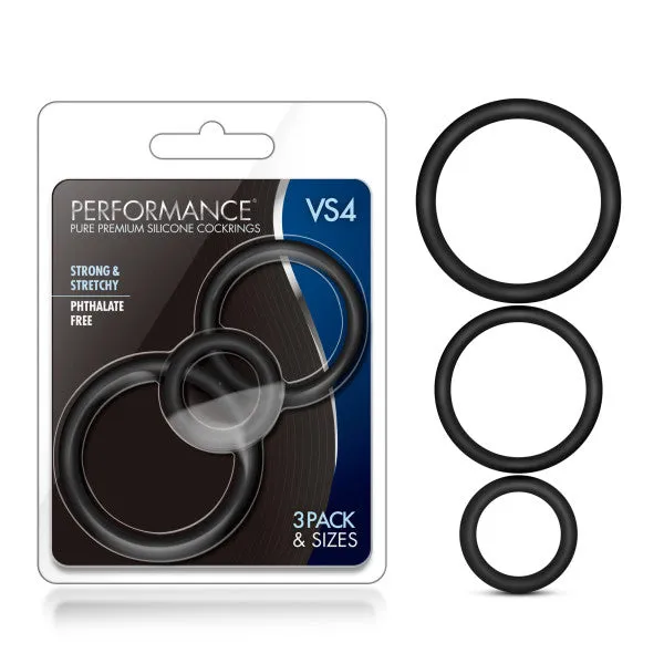 Male Sex Toys Performance Silicone Cock Ring 3piece Set Black Performance