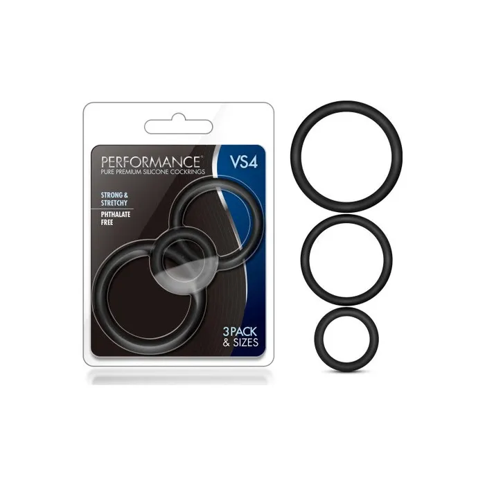 Male Sex Toys Performance Silicone Cock Ring 3piece Set Black Performance