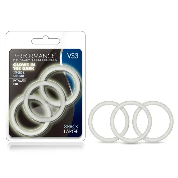 Female Sex Toys Blush Novelties Performance Vs3 Pure Premium Silicone Cockrings Large White